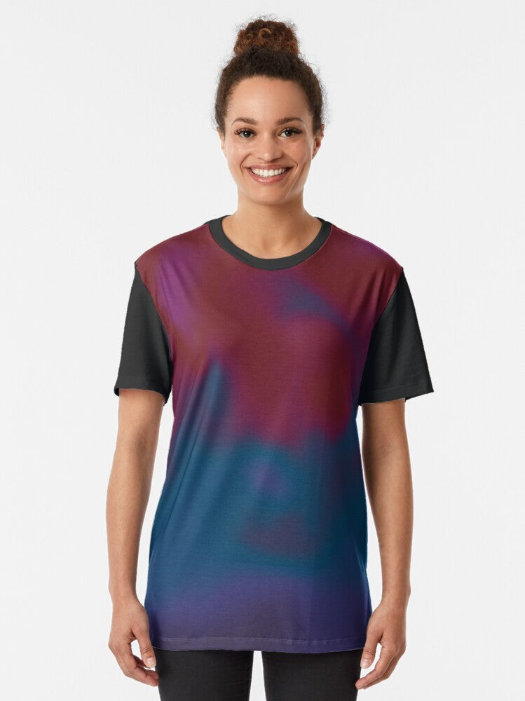 Dark graphic t-shirt featuring Chris Martin and the MOTS (Music of the Spheres) logo from Coldplay - Women