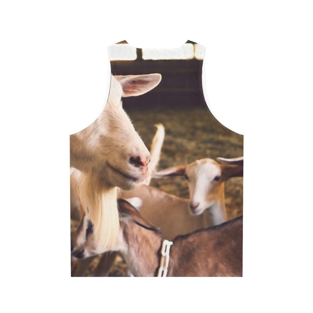 Unisex tank top with goats and sheep farm animals - Back