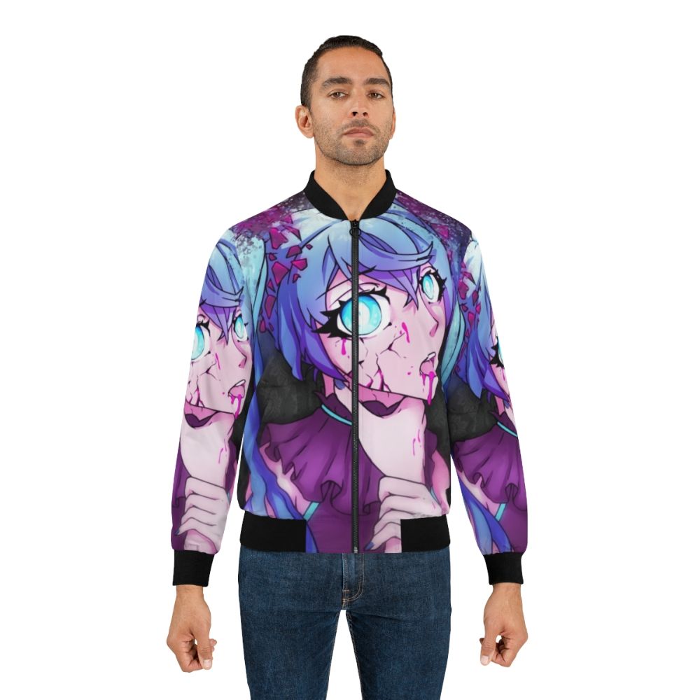 Hatsune Miku inspired anime style bomber jacket with neon lights and sparkles - Lifestyle