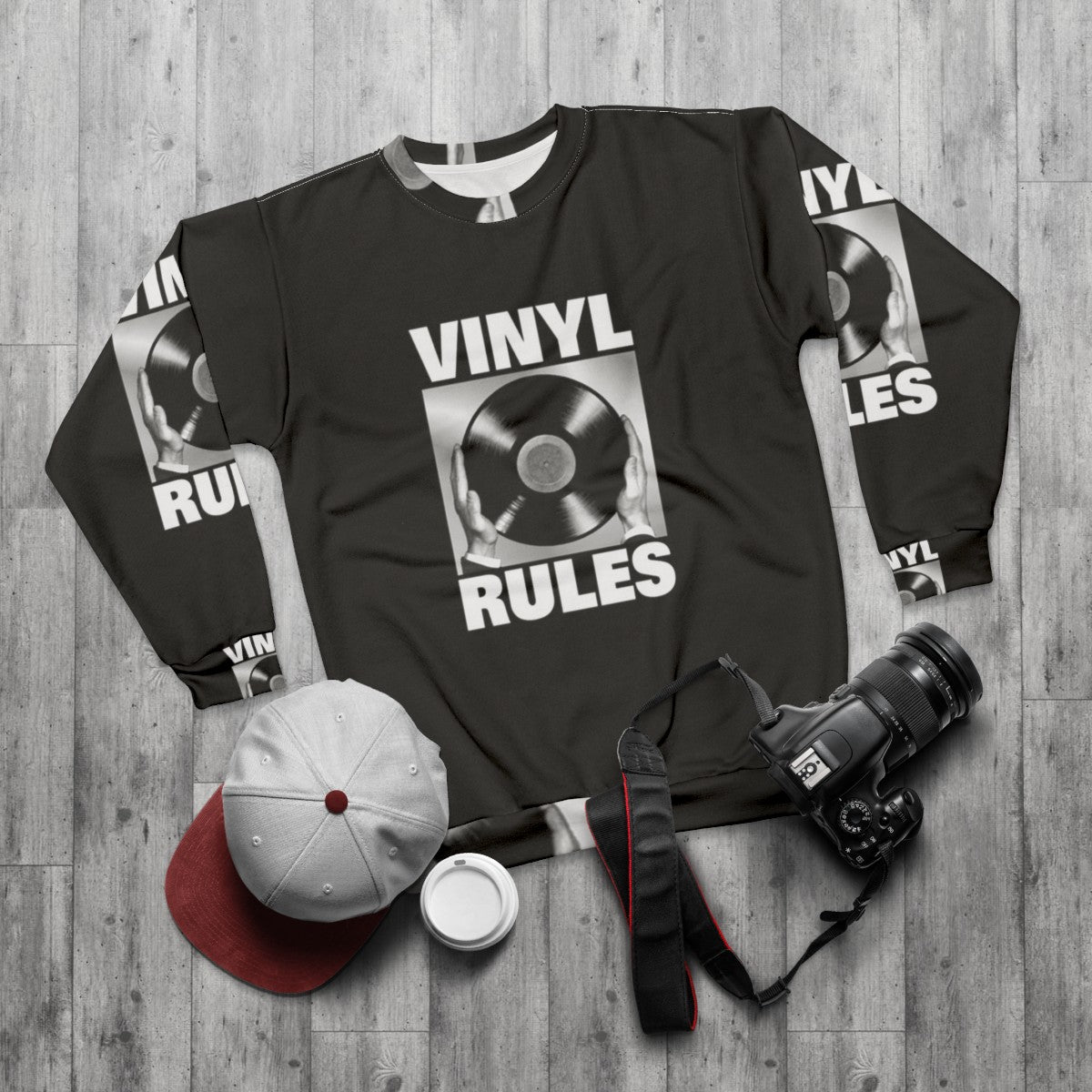 Vintage Vinyl Rules Sweatshirt - flat lay