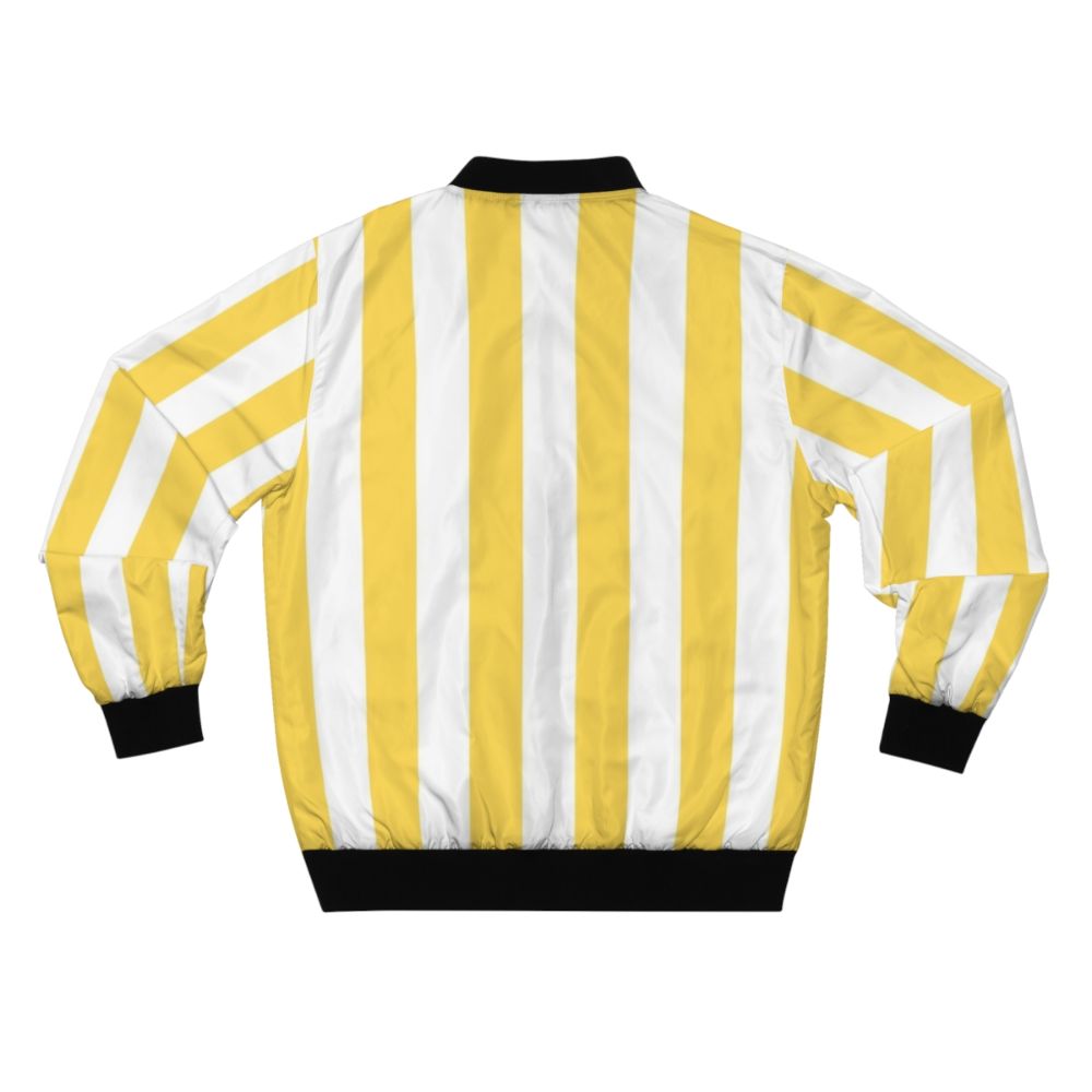 Yellow and white vertical stripe bomber jacket - Back