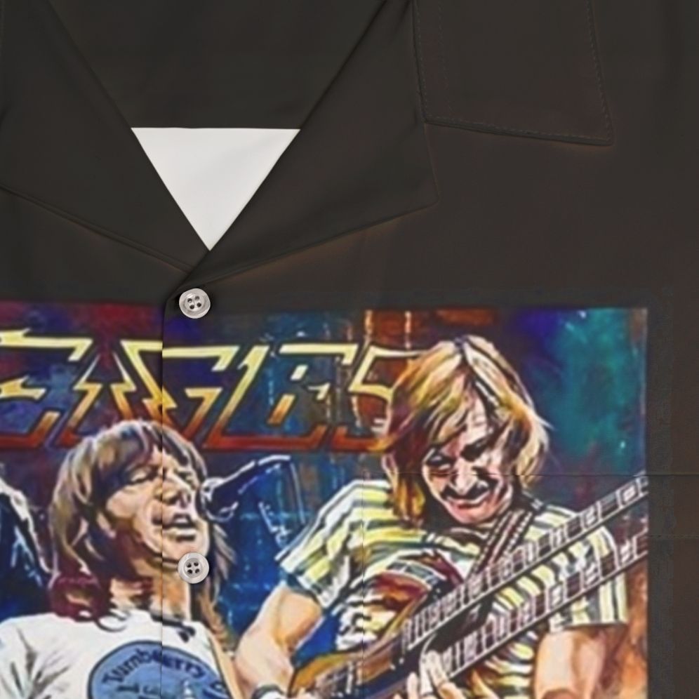 Vintage Retro Hawaiian Shirt with Classic Rock Band Album Cover - Detail