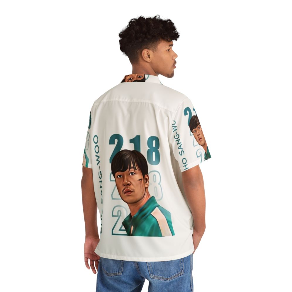 Cho Sang Woo Player 218 Squid Game Netflix Korean Drama Inspired Hawaiian Shirt - People Back