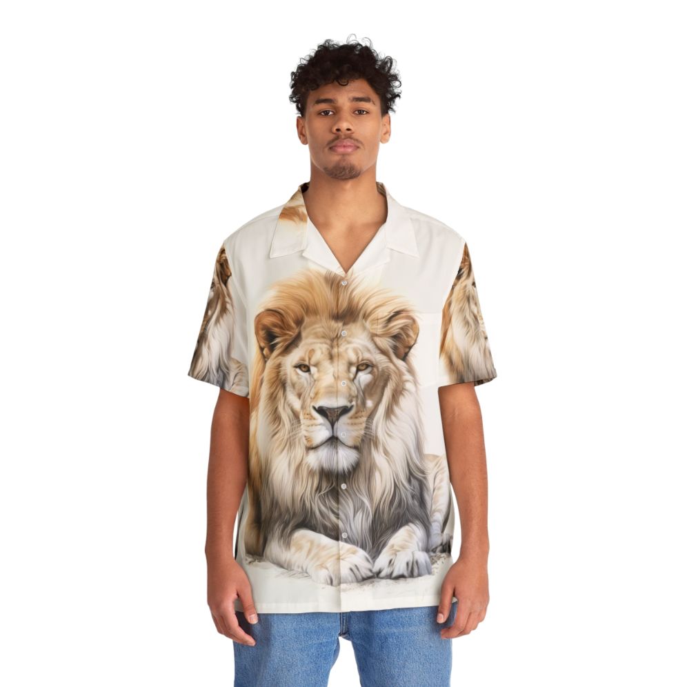 African lion relaxing on Hawaiian shirt design - Lifestyle