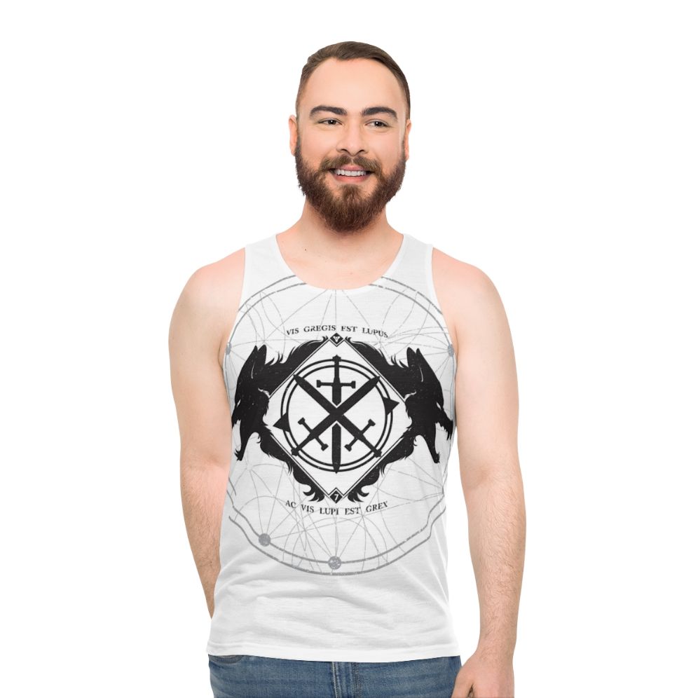 Unisex Tank Top with Minimalist Wolf Design for Destiny Fans - men