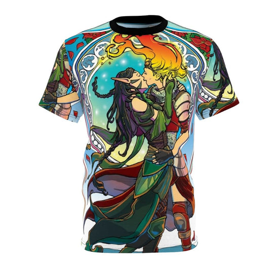 Captivating forest fire design featuring LGBTQ+ Planeswalkers from Magic: The Gathering