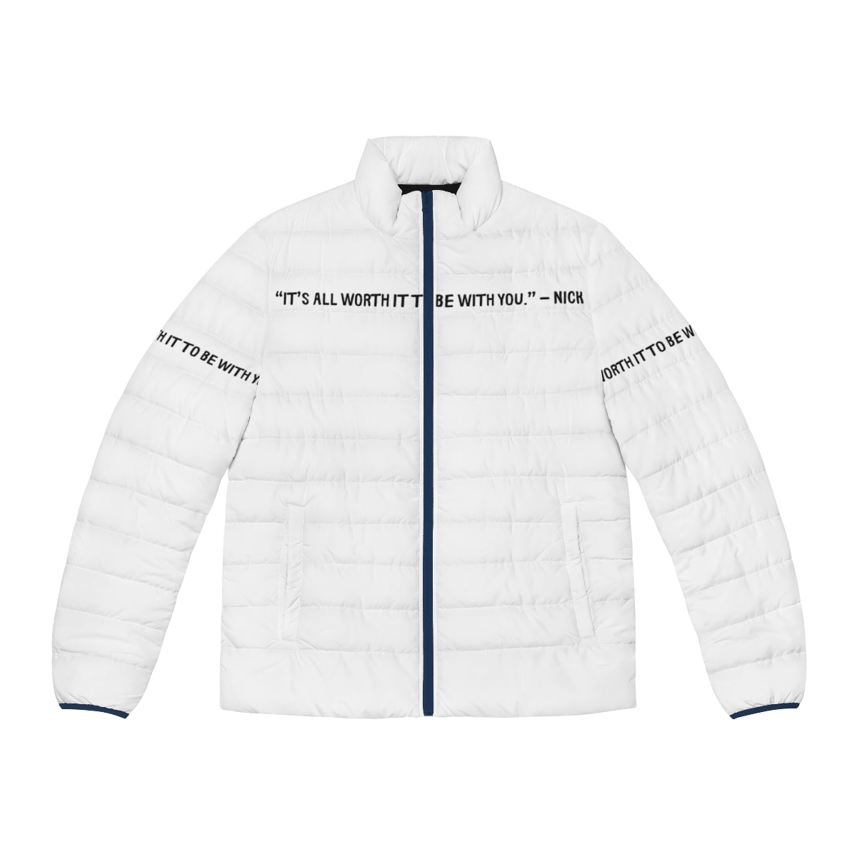 Heartstopper-inspired puffer jacket with graphic design