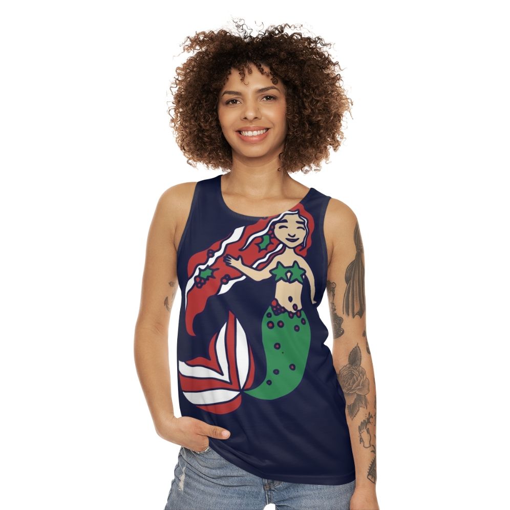 Christmas mermaid unisex tank top - women