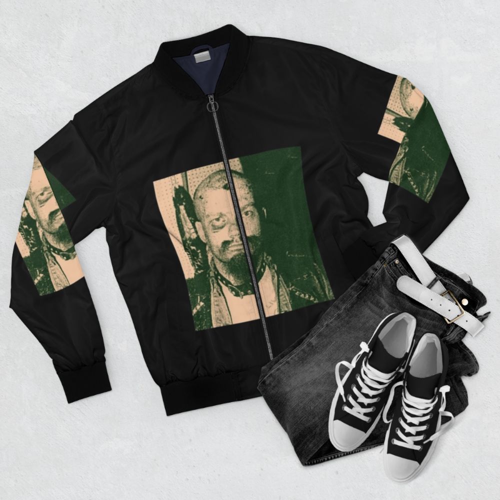 GG Allin inspired punk bomber jacket - Flat lay