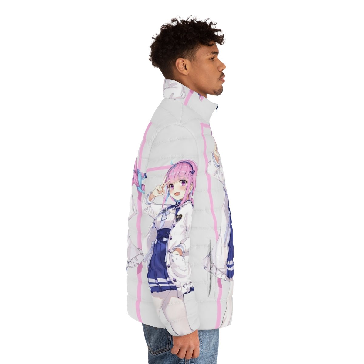 Minato Aqua Hololive VTuber Anime Puffer Jacket - men side right