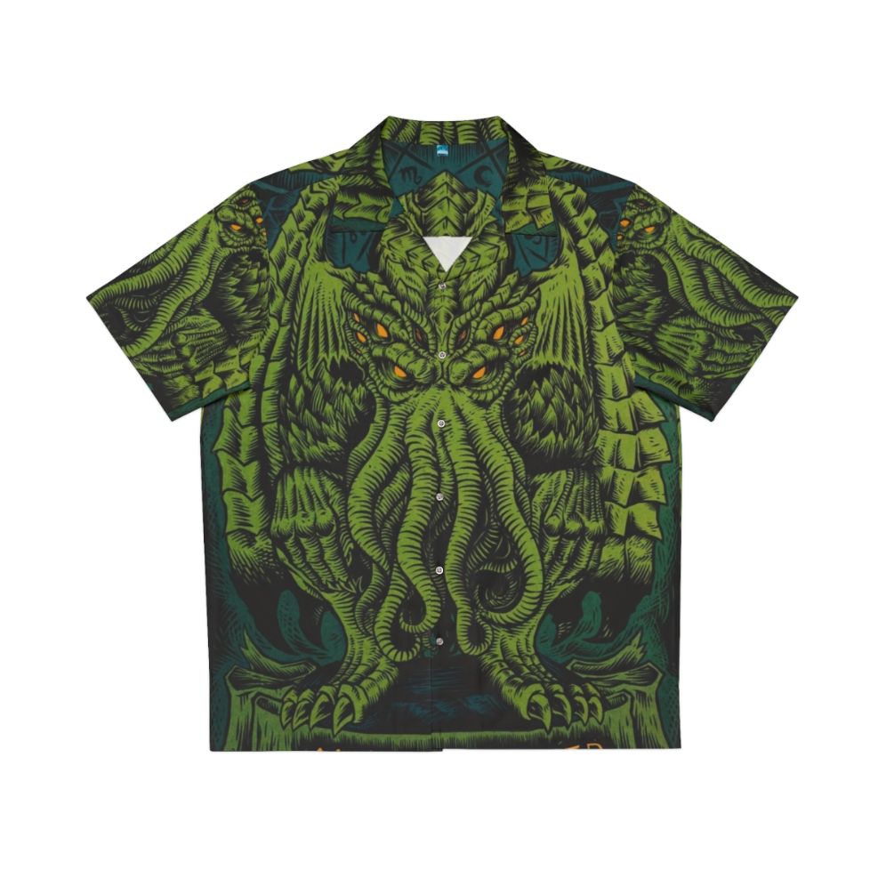 Cthulhu-inspired Hawaiian shirt featuring the Sleeper of R'lyeh