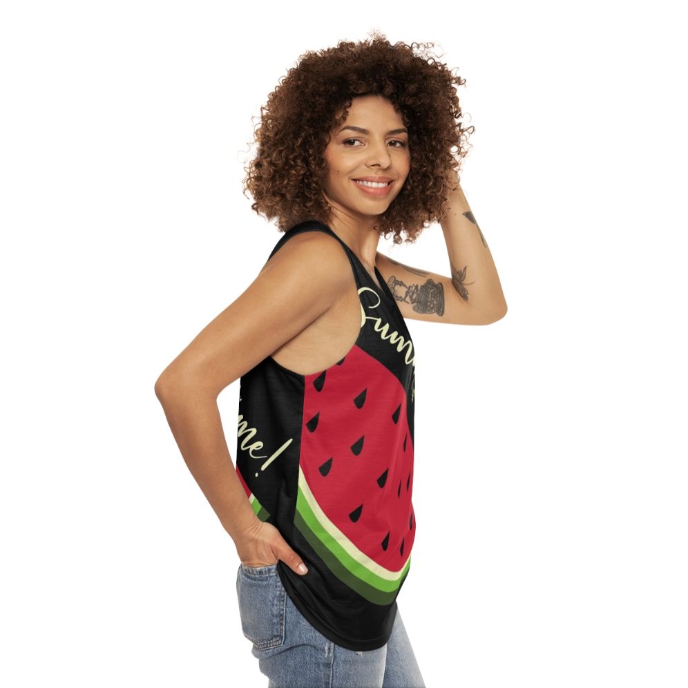 Watermelon Print Unisex Tank Top - women side