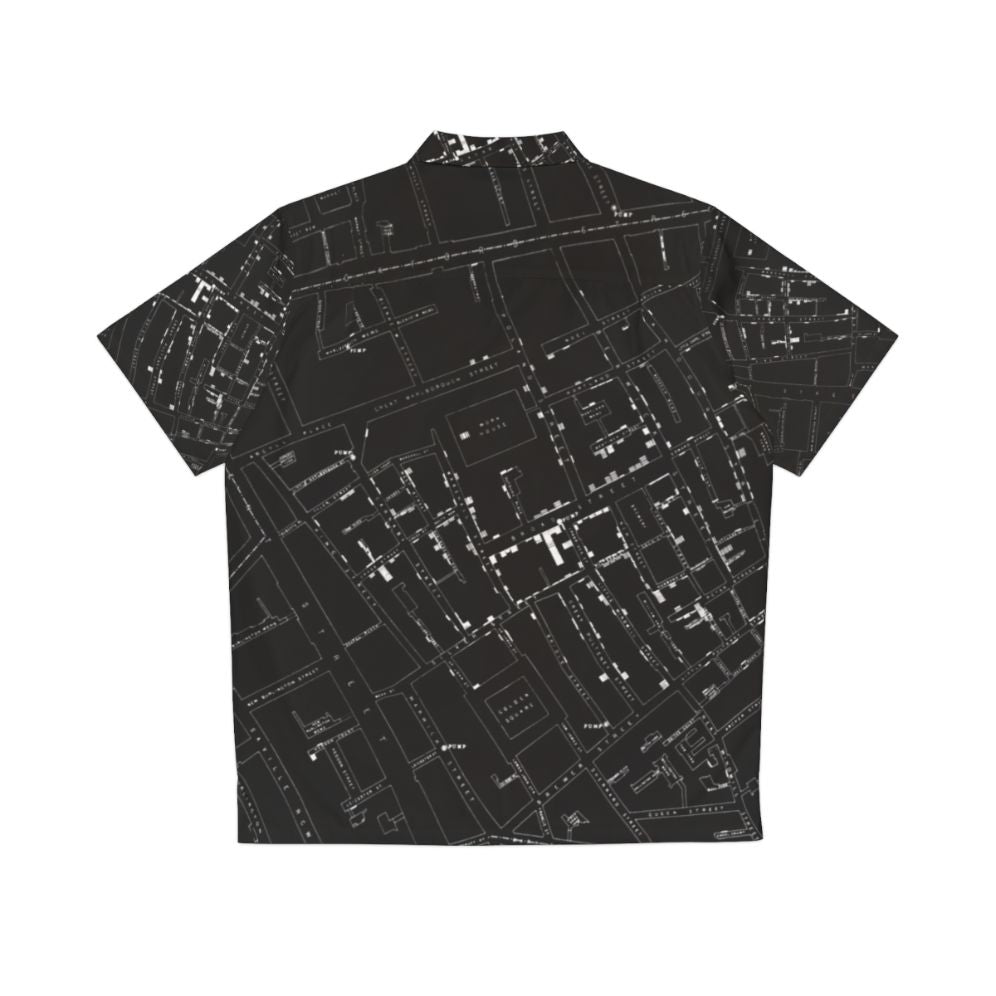 John Snow's Cholera Map White on Black Hawaiian Shirt - Back