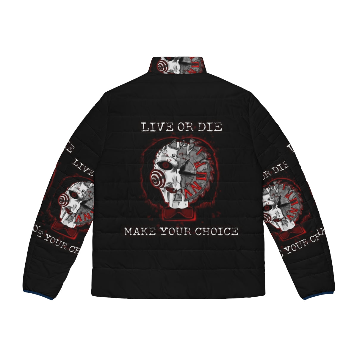 Jigsaw Saw horror fan art puffer jacket - Back