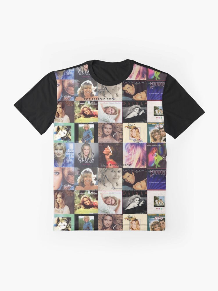 Olivia Newton-John album collage graphic design t-shirt - Flat lay