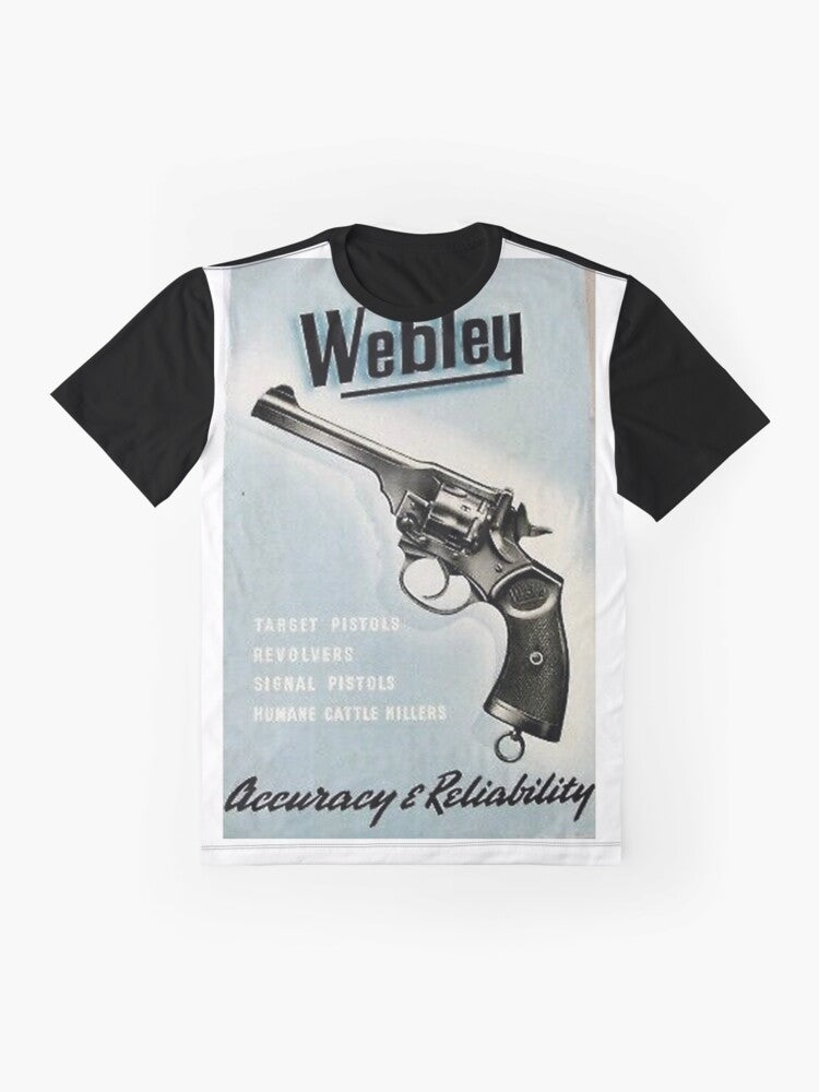 Webley pistol revolver gun graphic t-shirt - Flat lay