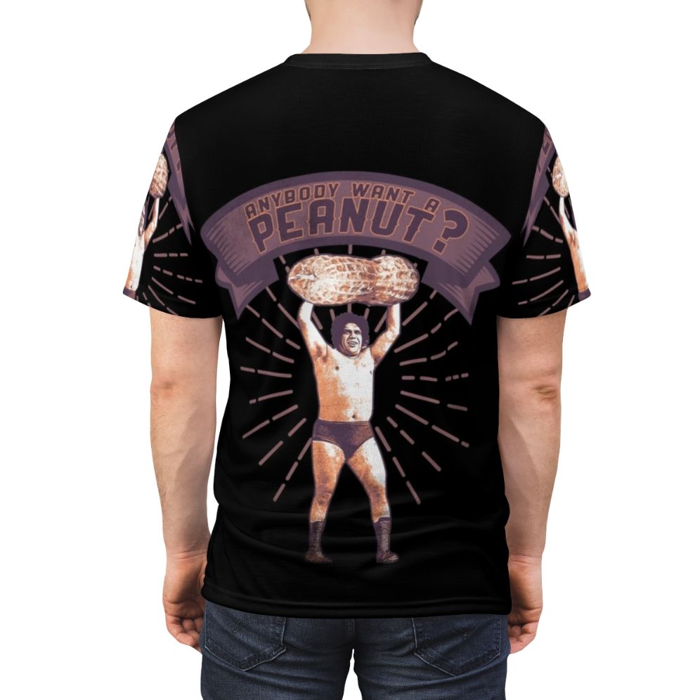 "Princess Bride inspired 'Anyone Want a Peanut?' t-shirt design featuring Fezzik the Giant wrestler" - men back