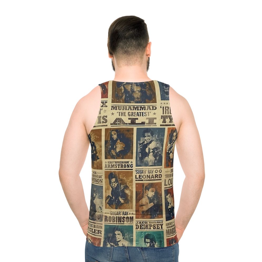 Vintage boxing champion poster unisex tank top - men back