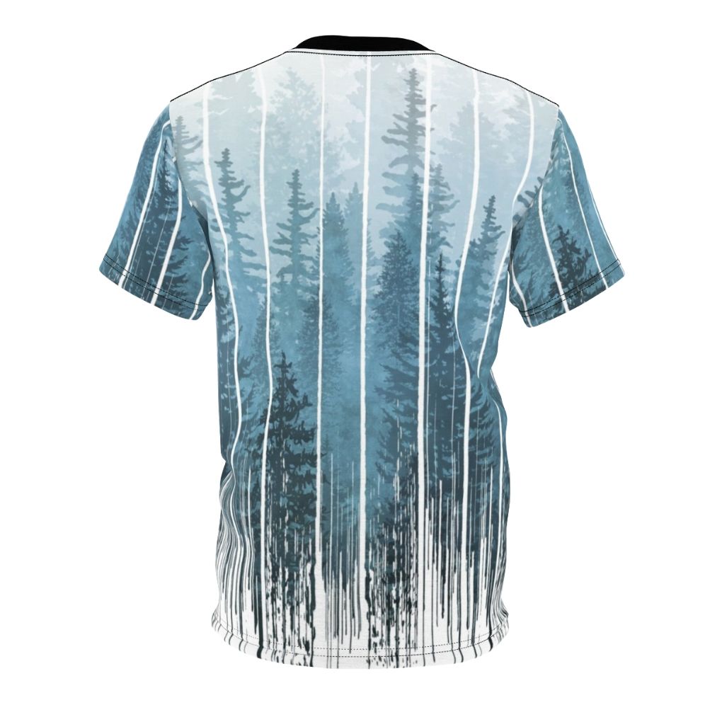 Grunge dripping turquoise and misty forest design on a t-shirt - Back