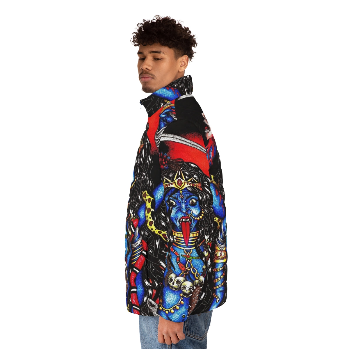 Kali Ma puffer jacket with snake and skull design - men side left