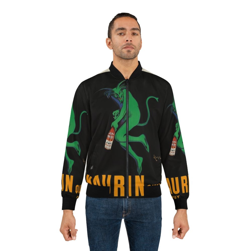 Maurin Quina by Leonetto Cappiello vintage bomber jacket featuring a devilish green demon design. - Lifestyle