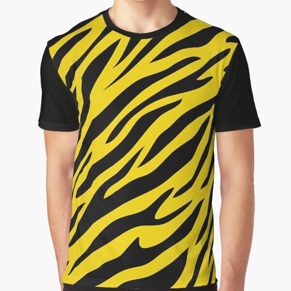 Tiger Stripes Pattern Graphic T-Shirt with a vibrant yellow and black design