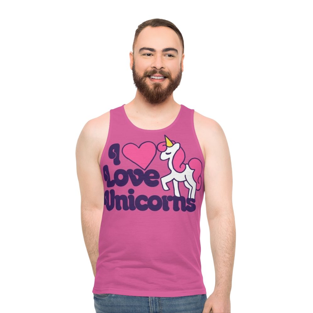 Retro unisex tank top with unicorn design - men