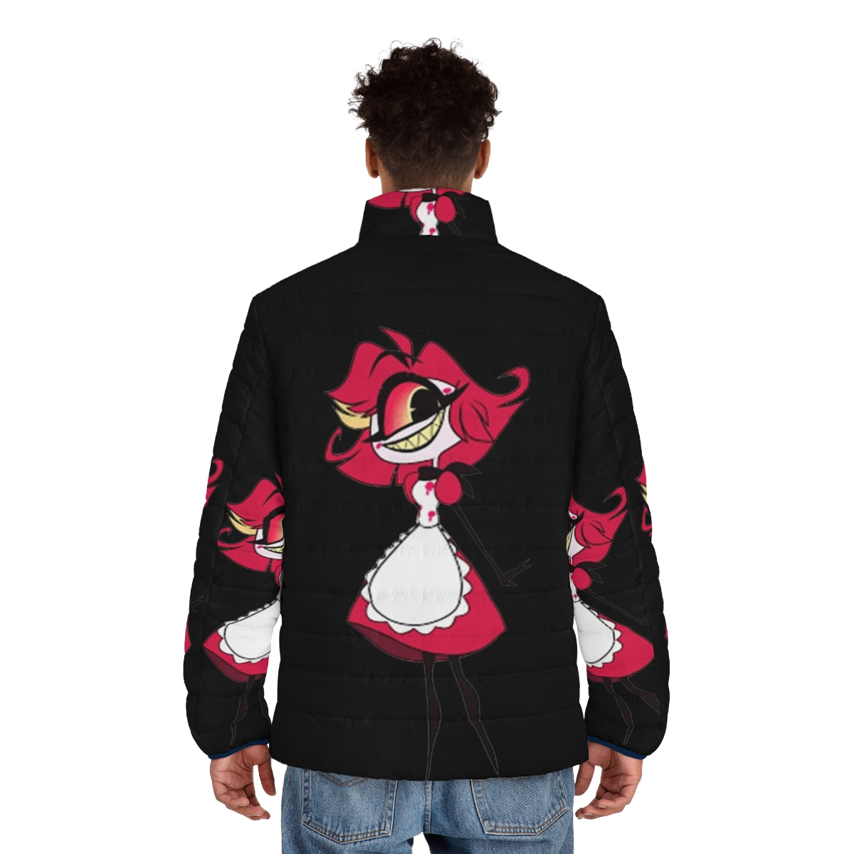 Hazbin Hotel Niffty Puffer Jacket with Niffty Character Design - men back