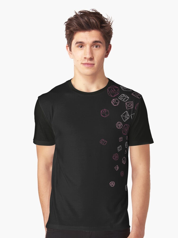 Graphic T-Shirt with Cascading Pink Dice Design for Gamers - Men