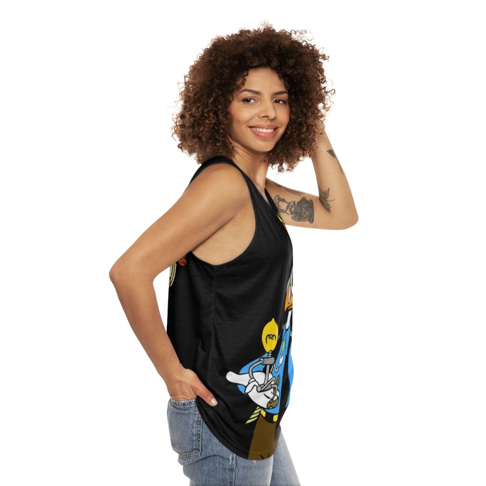 Unisex tank top for inventors and masterminds, featuring Gyro Gearloose - women side