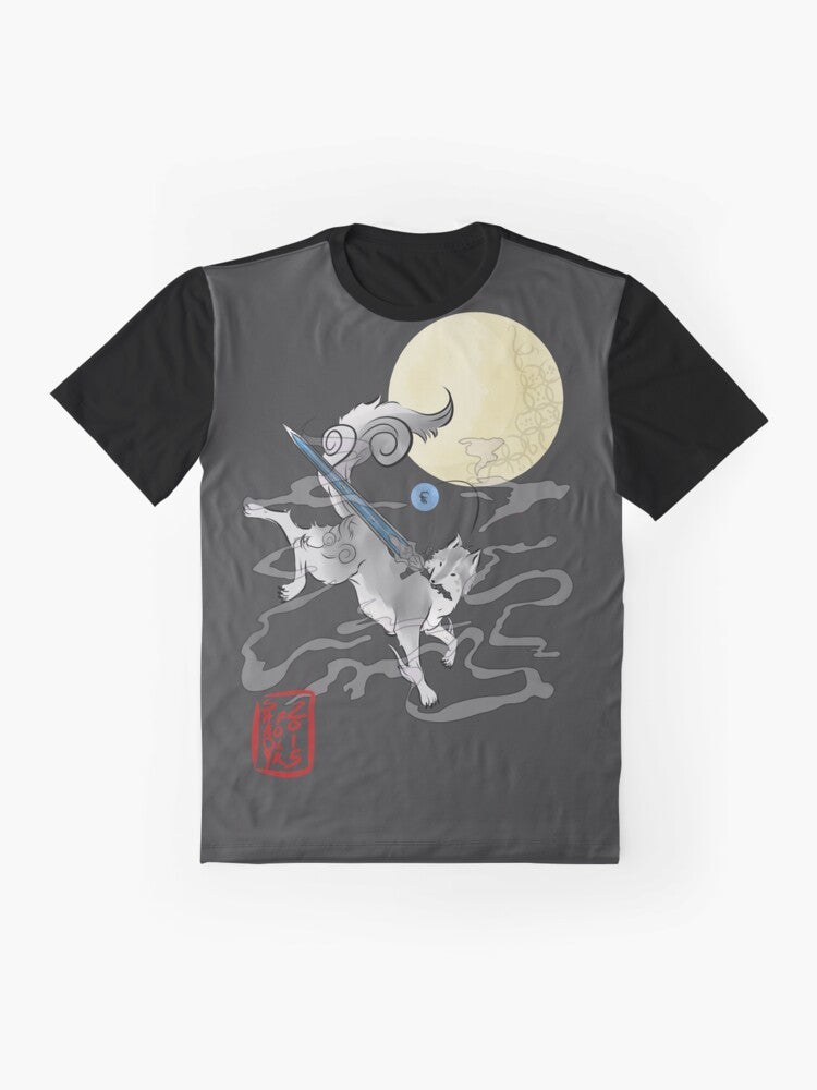 Dark Souls Sif the Great Wolf Graphic T-Shirt, featuring the iconic wolf Sif from the popular video game Dark Souls. - Flat lay