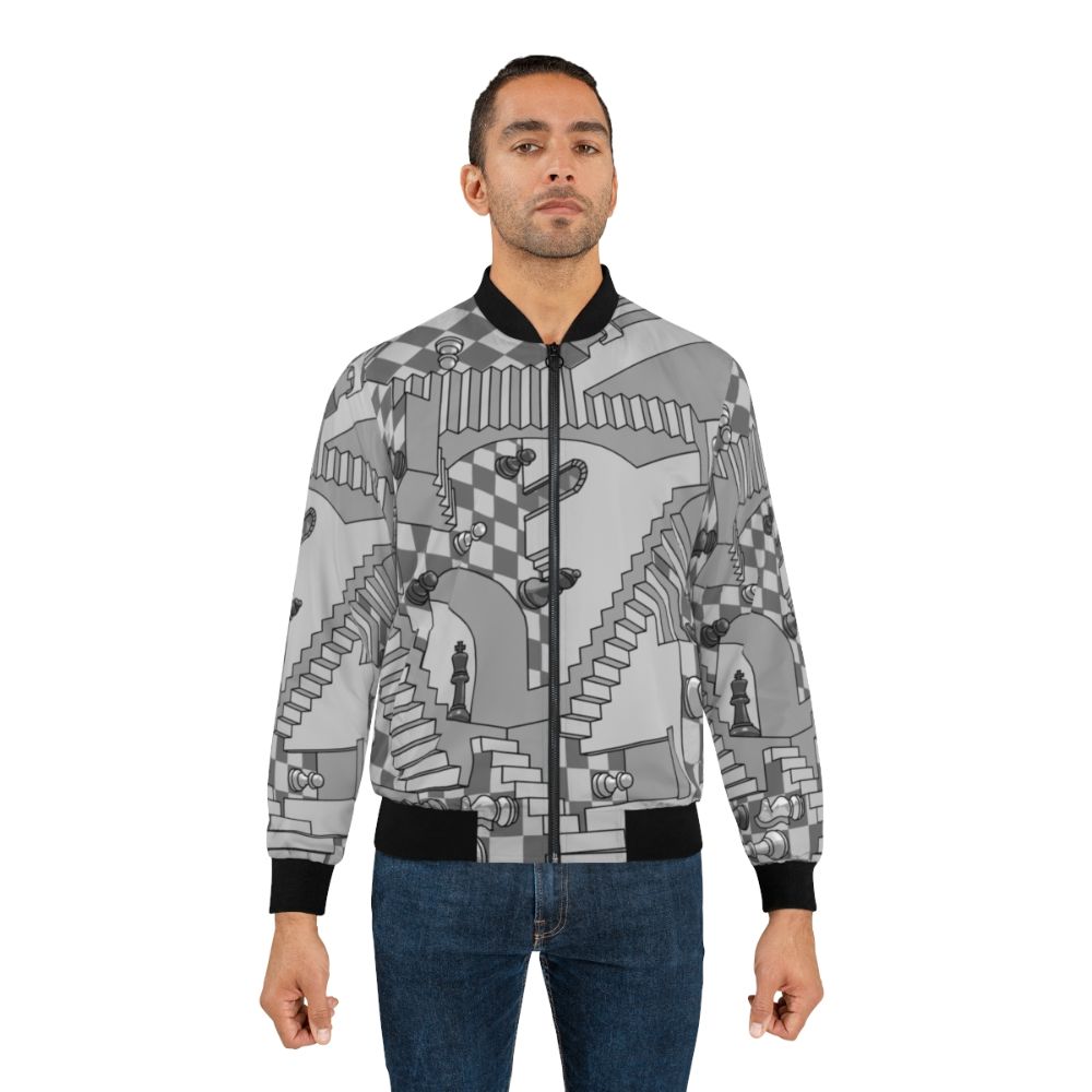 Retro chess checkerboard pattern bomber jacket - Lifestyle