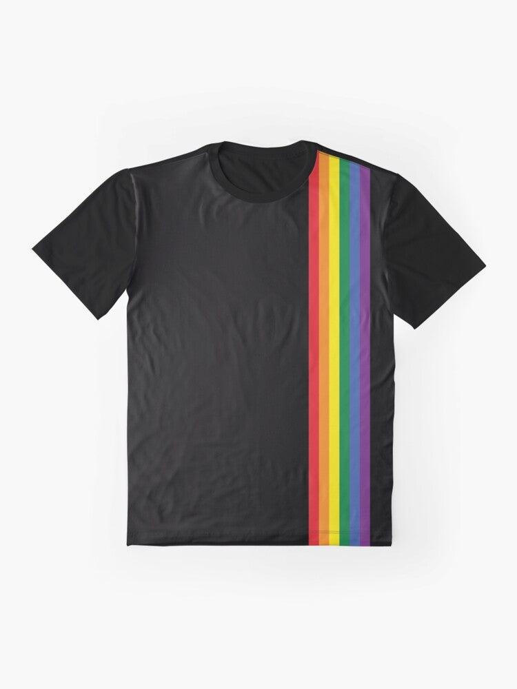 Colorful rainbow pattern graphic t-shirt with LGBTQ pride design - Flat lay