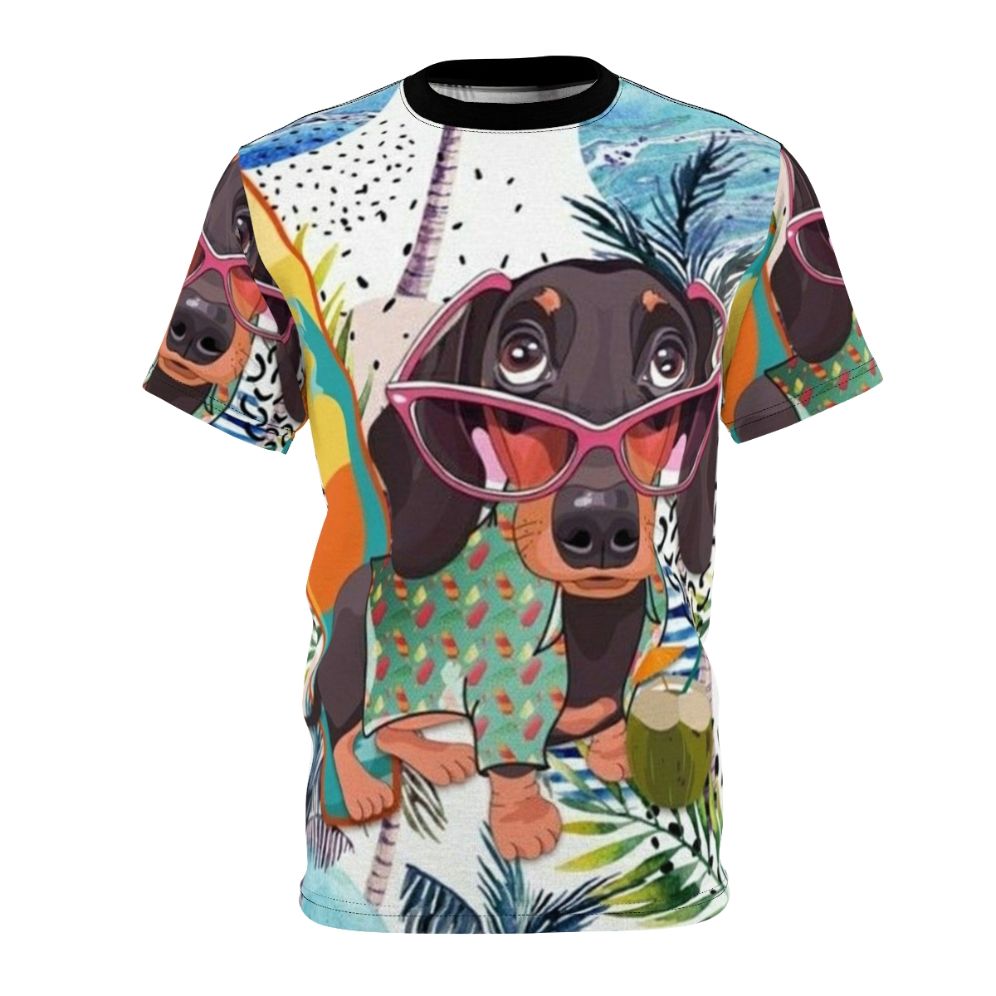 Dachshund dog in a vibrant pop art style on a t-shirt