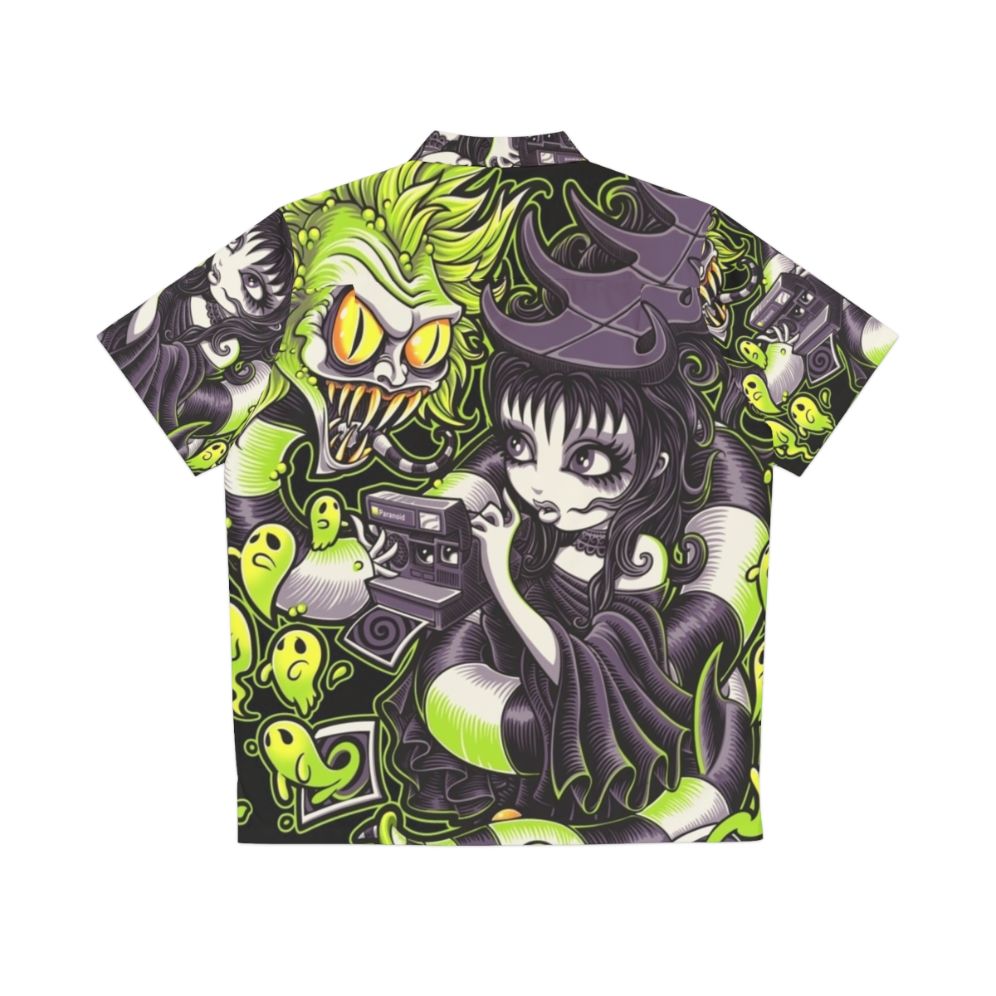 Strange and Unusual Gothic Hawaiian Shirt with Spooky Motifs - Back