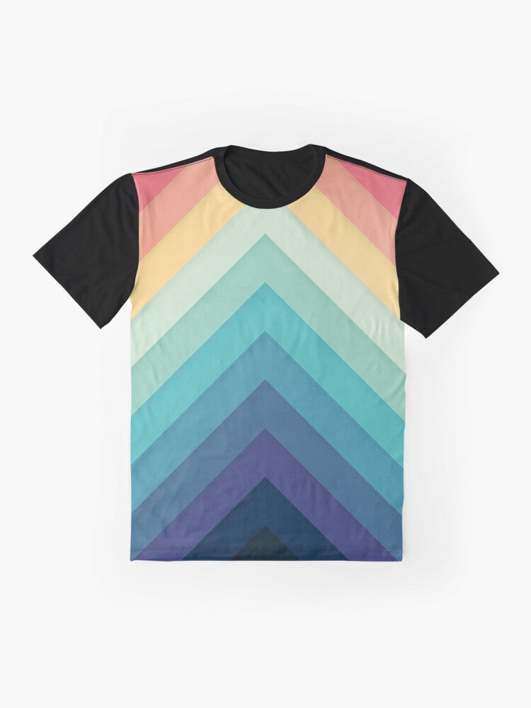 Retro chevron abstract graphic design on a t-shirt - Flat lay