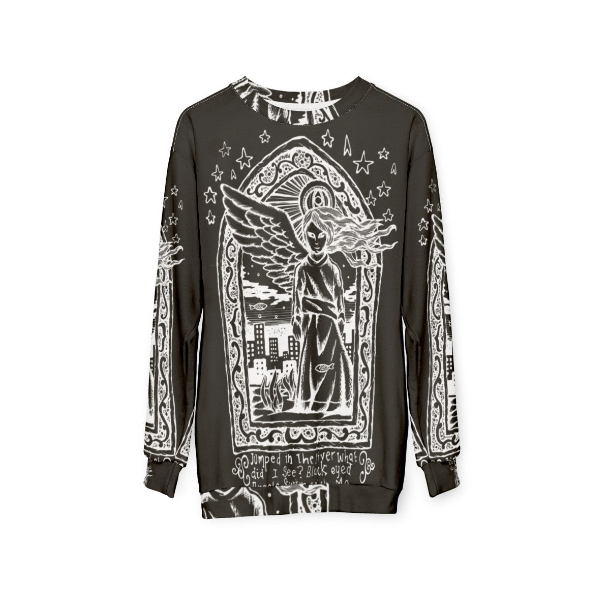 Inverted black eyed angels graphic sweatshirt - hanging