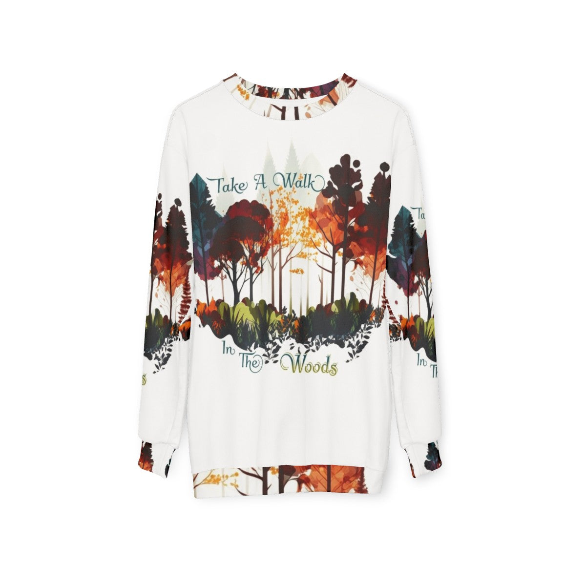 Take a Walk Through Nature Sweatshirt with Colorful Fall Foliage - hanging