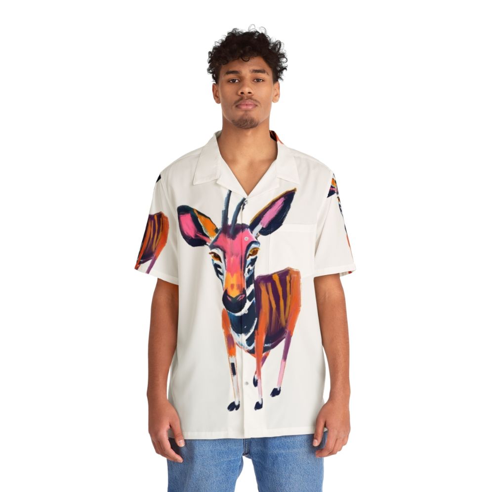 Okapi Conservation Hawaiian Shirt featuring Okapi, an endangered species - People Front