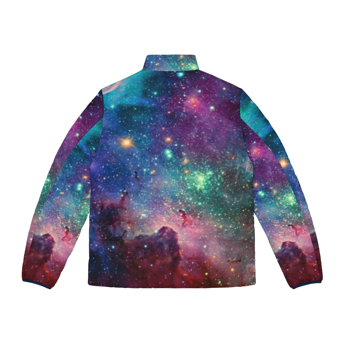 Galaxy puffer jacket with cosmic pattern and celestial design - Back