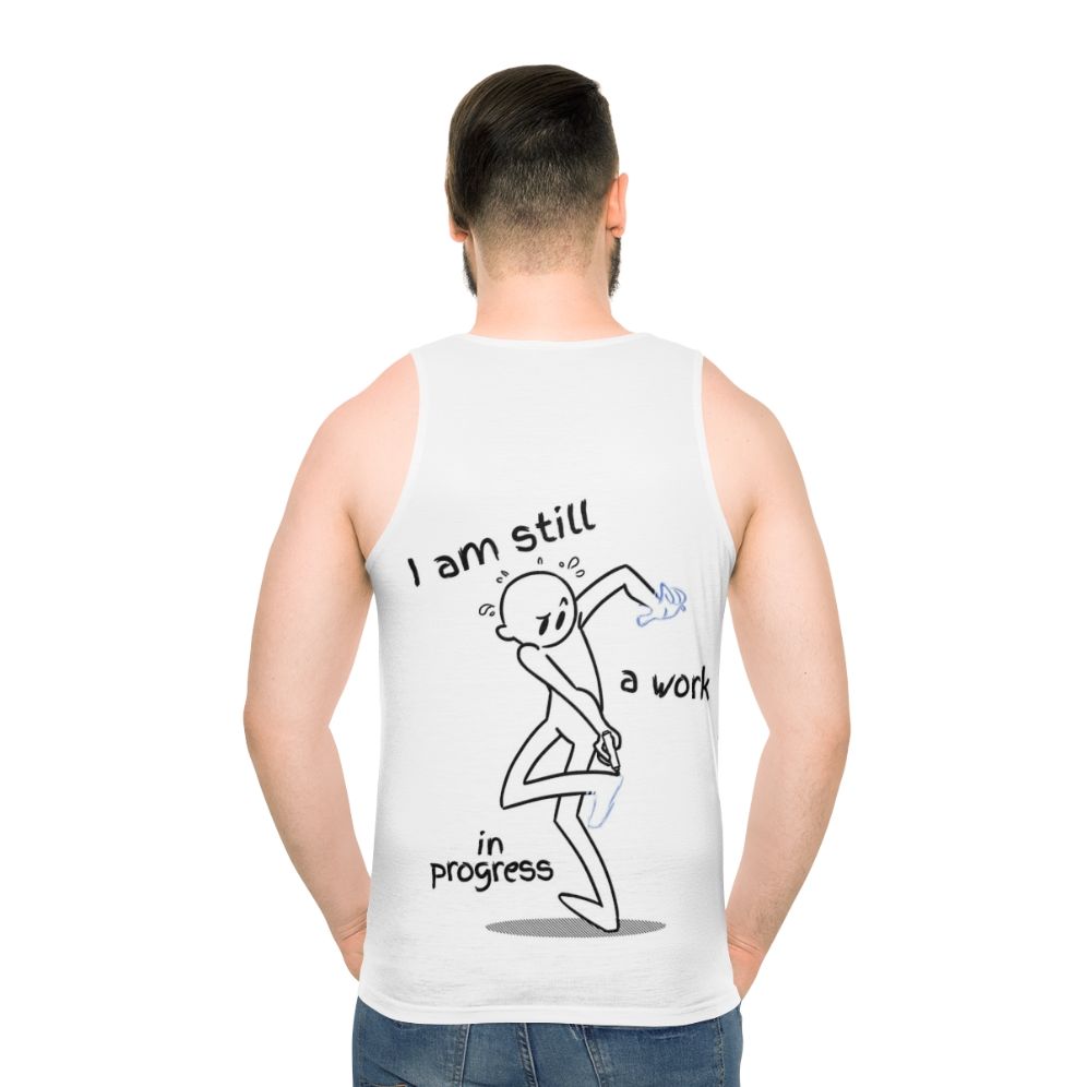 Unisex "Work In Progress" motivational tank top - men back