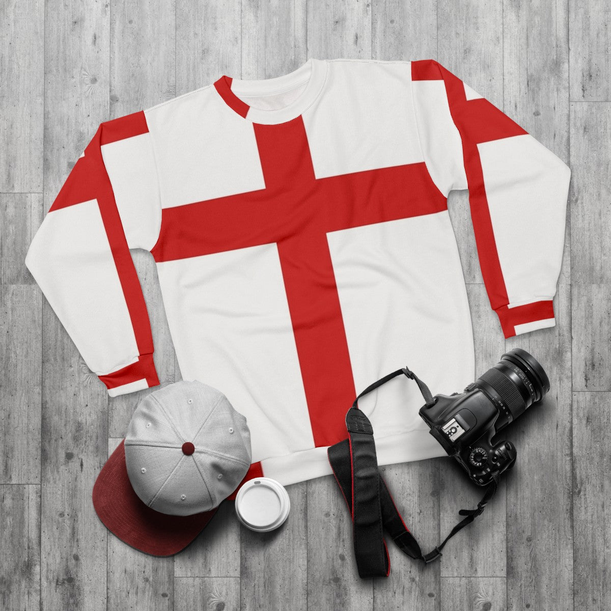 St George's Cross British Patriotic Sweatshirt - flat lay