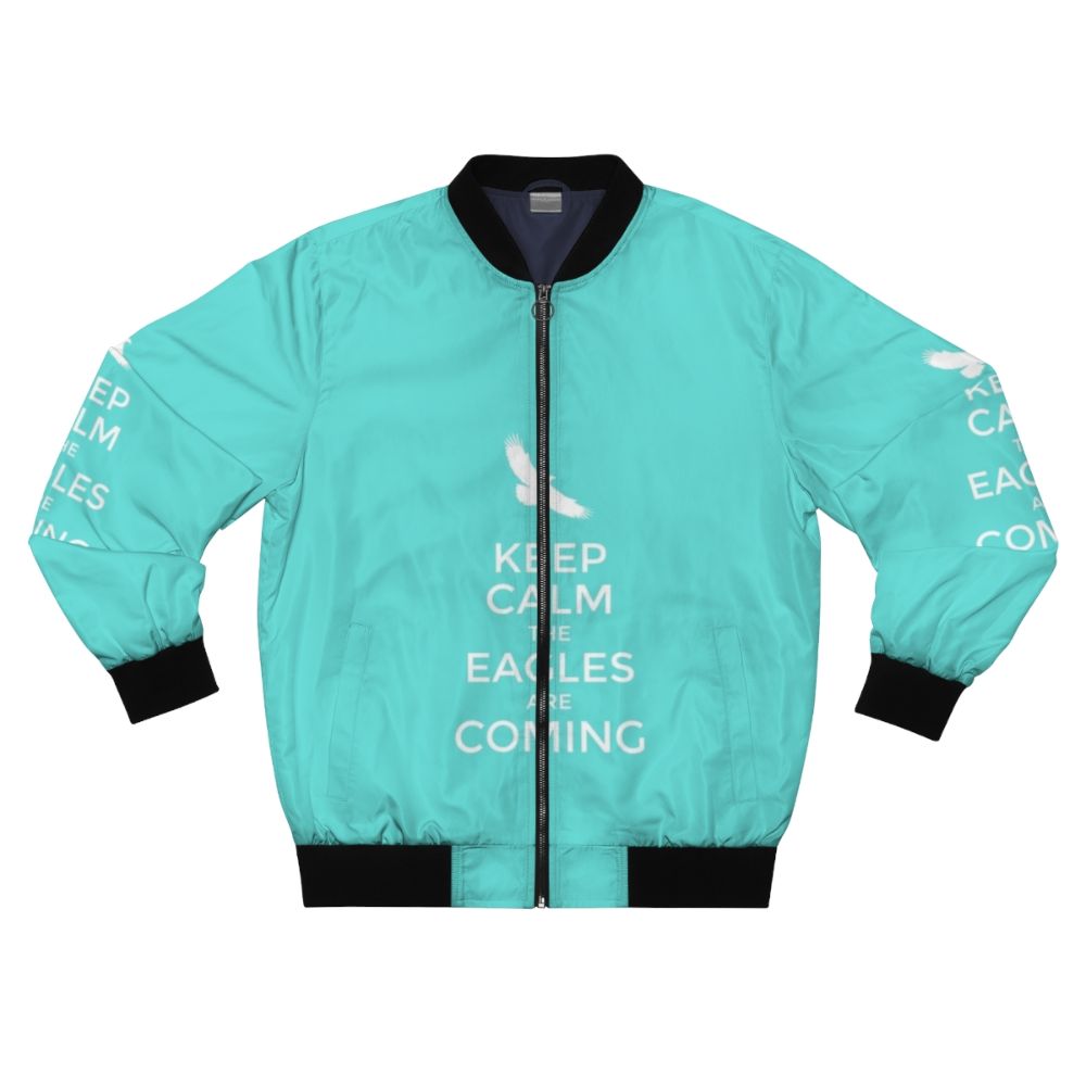 Varsity-style eagles bomber jacket