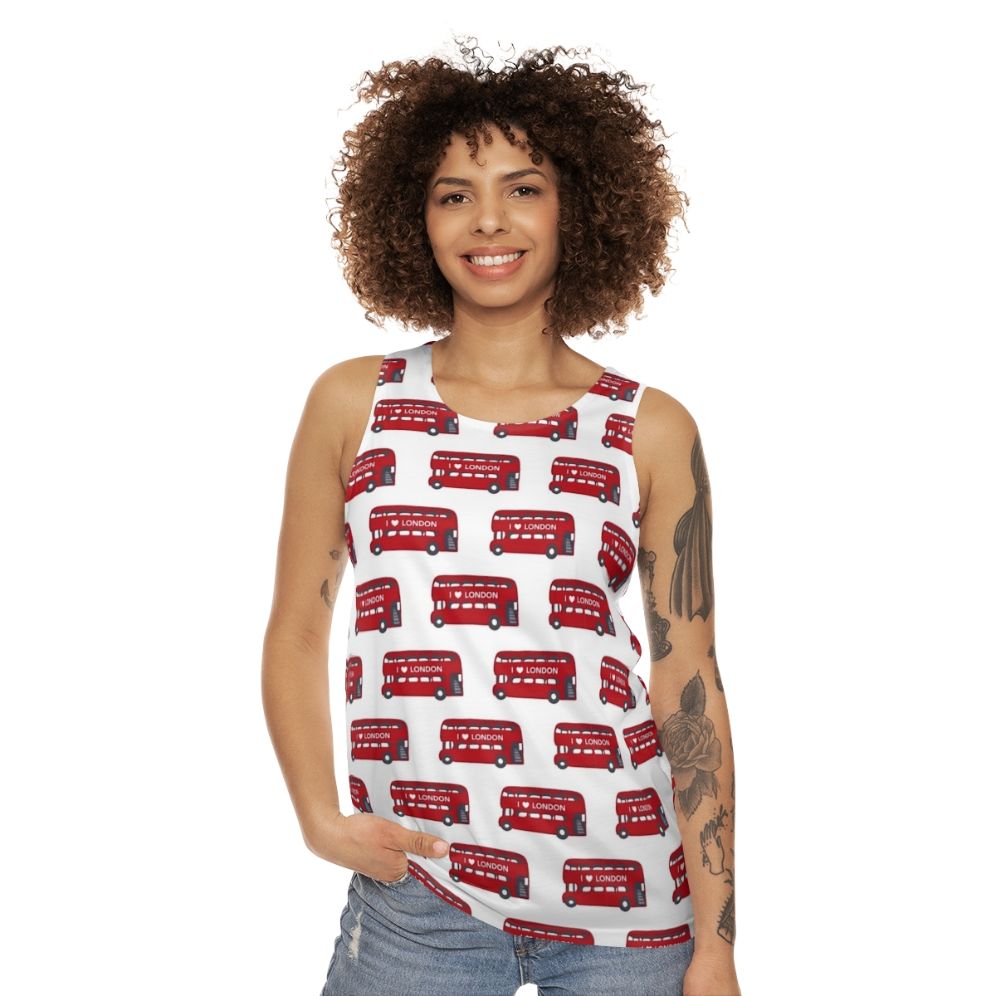 London red double decker bus pattern unisex tank top - women