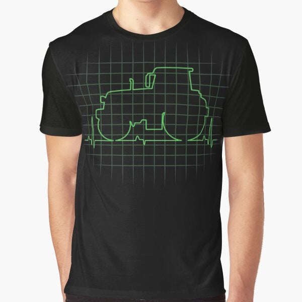 Tractor Heartbeat Graphic T-Shirt for Farmers