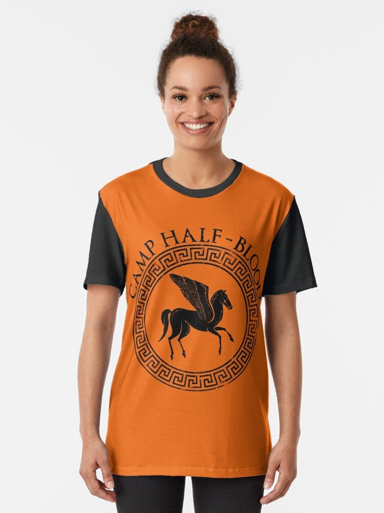 Camp Half-Blood graphic t-shirt featuring a design inspired by the Percy Jackson book series and Greek mythology - Women