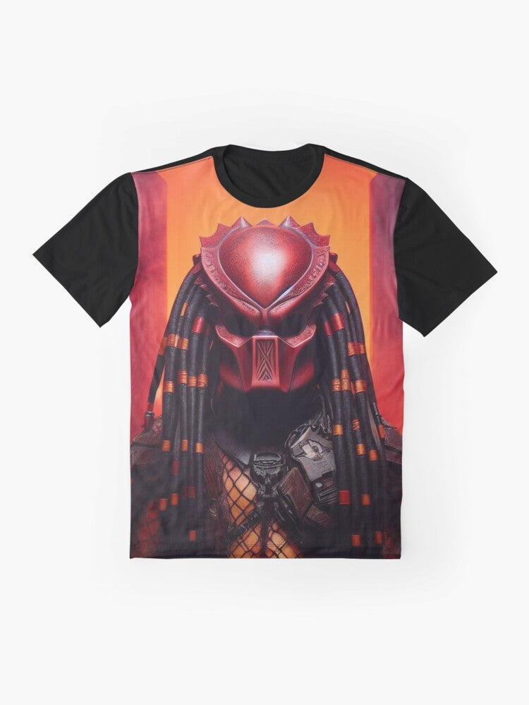 Predator's Trophy Room - Sci-Fi Graphic T-Shirt Featuring an Alien Hunter's Extraterrestrial Trophies - Flat lay