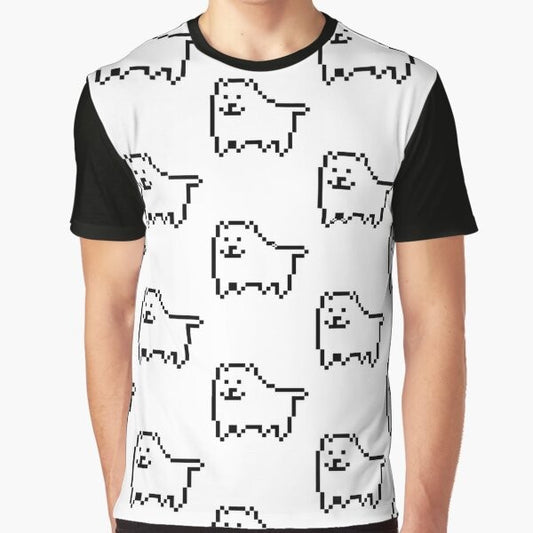 Undertale Annoying Dog Graphic T-Shirt featuring the iconic dog character from the game Undertale