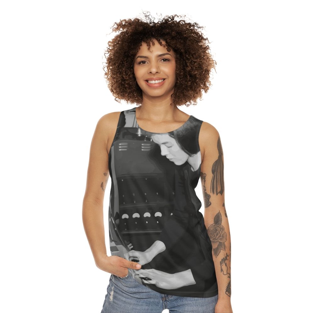 Delia Derbyshire unisex tank top for electronic music fans - women