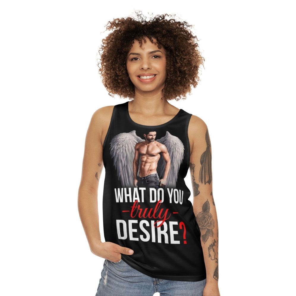 Lucifer-inspired unisex tank top with desire design - women